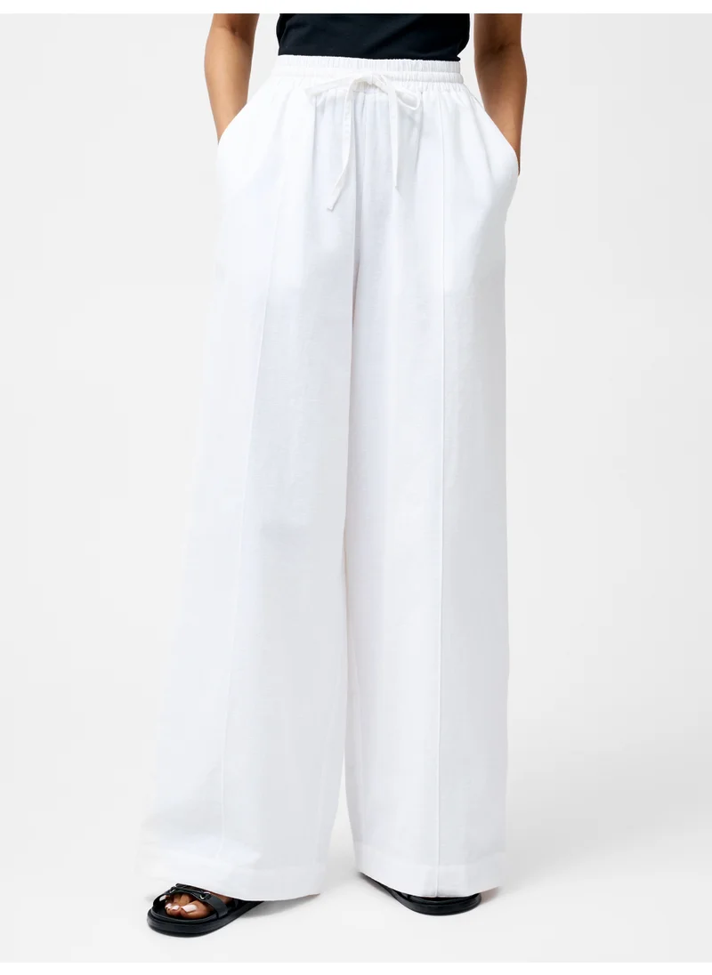 فرنش كونكشن Clare Linen Blend Wide Leg Trousers