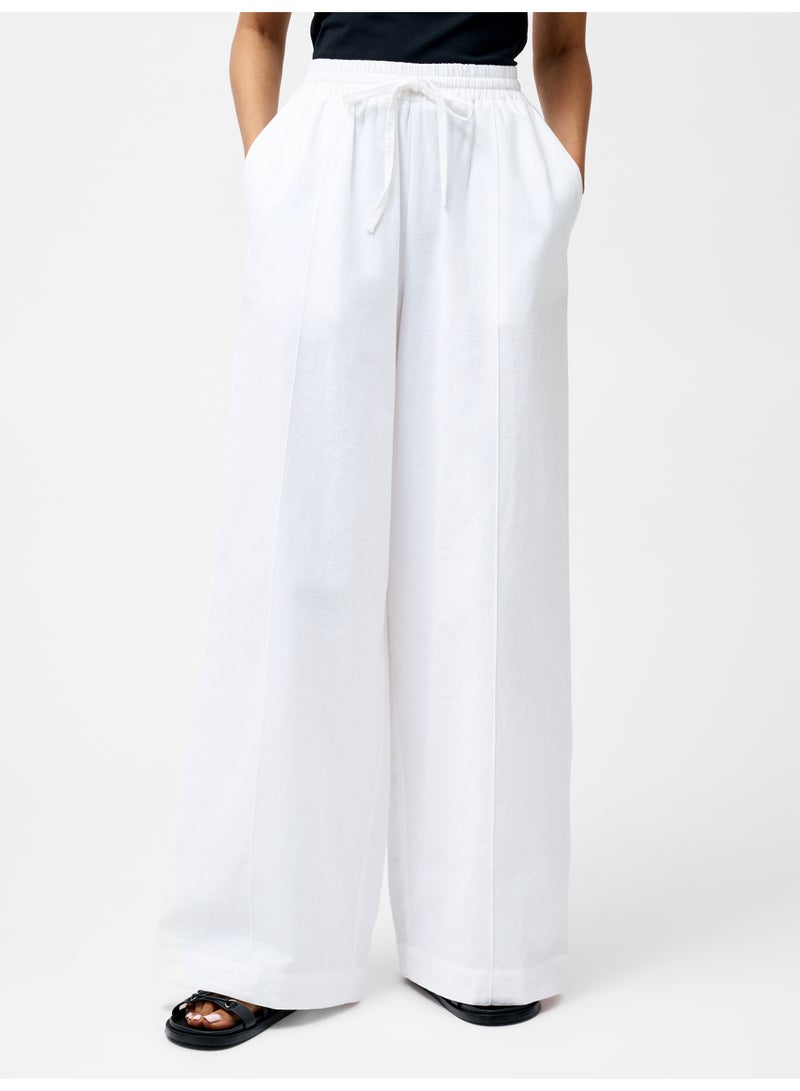 French Connection Clare Linen Blend Wide Leg Trousers - Image 1
