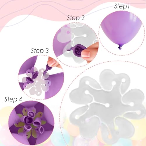 Wobbox Flower Shape Bolloon Clip Holder, Flower Shape Balloon Clips, Balloon Clips For Decoration, Balloon Clips Holder, Flower Balloon Clips (Set Of 9).,white,Plastic - Image 2