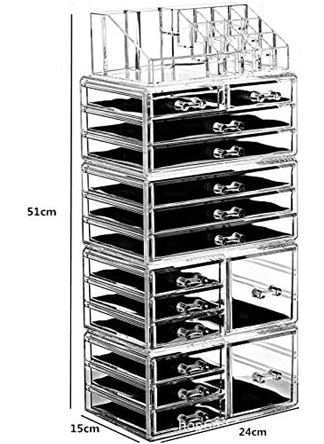 JCB CHIC Large Clear Makeup Organizer Skin Care Cosmetic Display Cases Stackable Storage Box  - Image 2