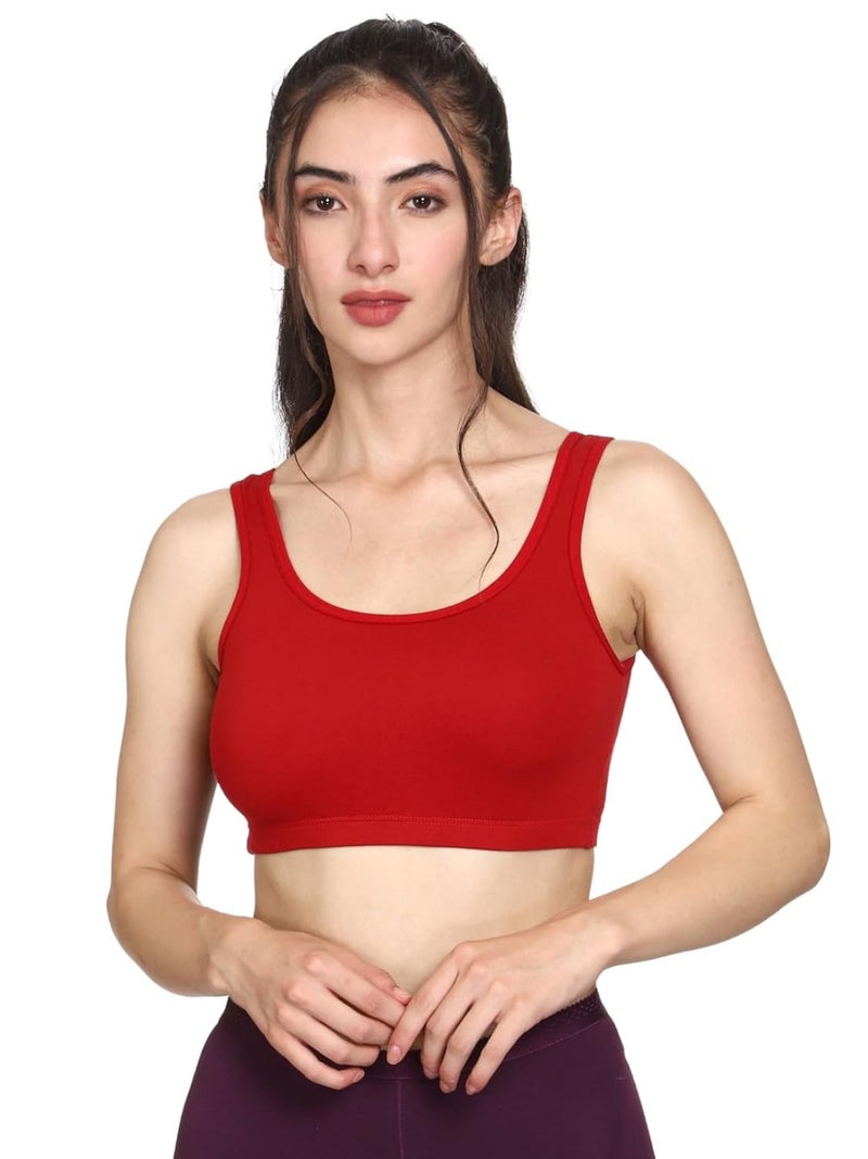 Mysha Women's 100% Pure Cotton Stretchable Wireless Sports Bra – Soft, Breathable, Non-Padded & Seamless - Image 4
