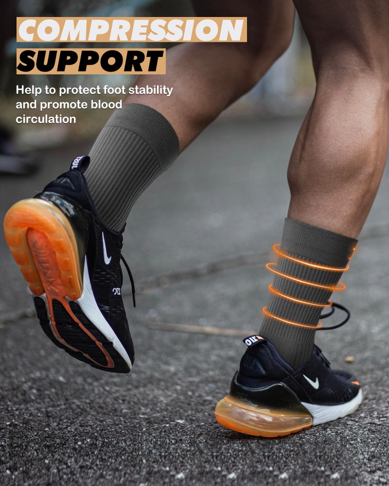 PAPLUS 3 Pairs Running Compression Socks for Men & Women, Atheltic Crew Socks with Cushion, Arch Support for Hiking, Cycling - Image 4