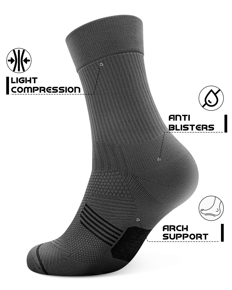 PAPLUS 3 Pairs Running Compression Socks for Men & Women, Atheltic Crew Socks with Cushion, Arch Support for Hiking, Cycling - Image 3