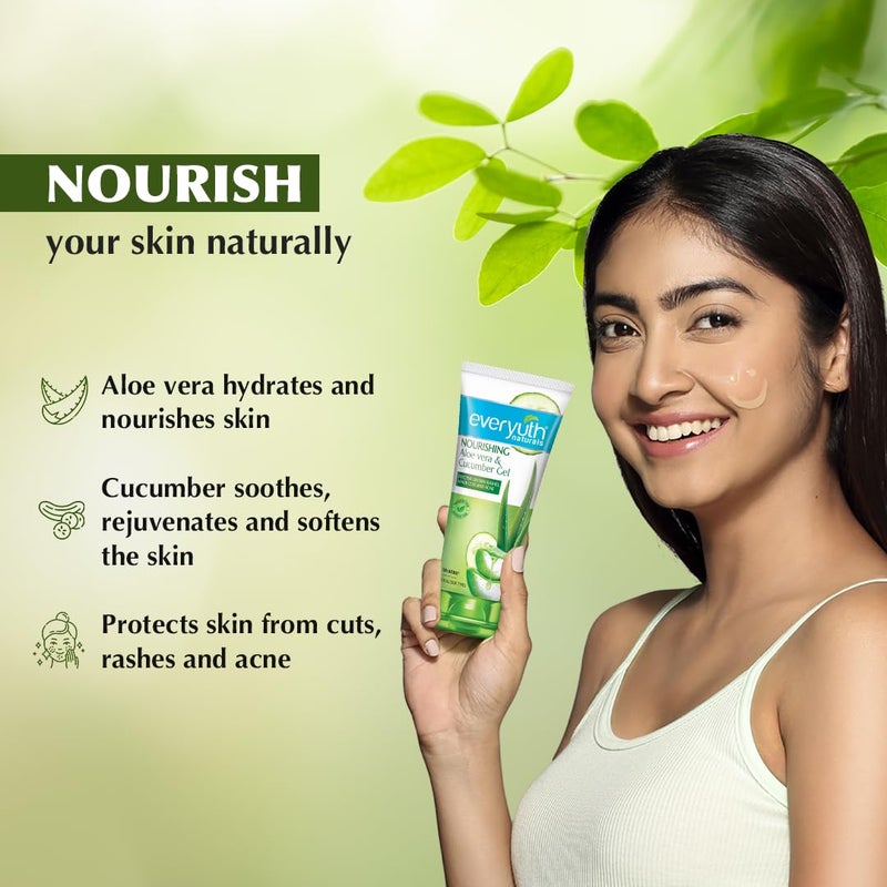 Everyuth Naturals Nourishing Aloe Vera  Cucumber Gel Protects from Acne Cuts  RashesRefreshing  Soothing CareParaben freeFor Oily Dry Normal Combination  Sensitive Skin  150 g - Image 2