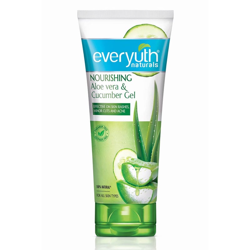 Everyuth Naturals Nourishing Aloe Vera  Cucumber Gel Protects from Acne Cuts  RashesRefreshing  Soothing CareParaben freeFor Oily Dry Normal Combination  Sensitive Skin  150 g - Image 1