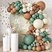MEBAY Sage Green Brown White Garland Arch Kit 155Pcs Latex Balloons Different Sizes 18 12 10 5 inch for Safari Jungle Woodland Birthday Baby Shower Decorations - Image 2
