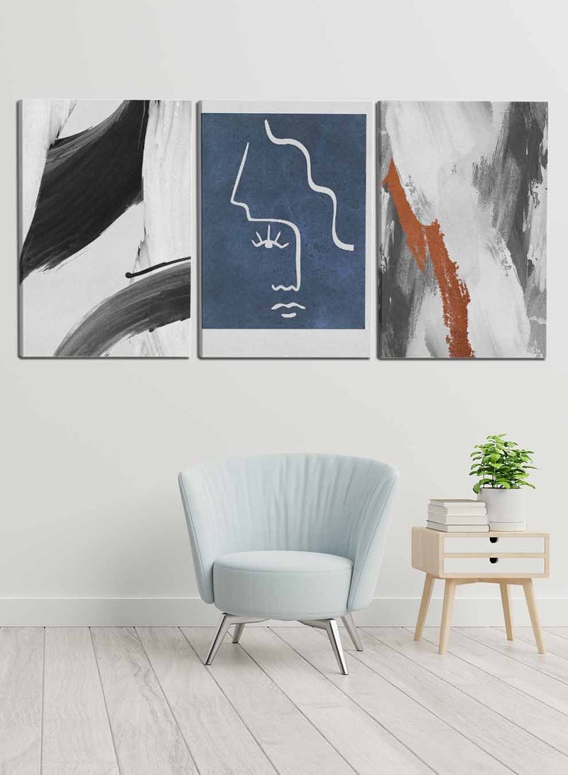 LOWHA Set Of 3 Framed Canvas Wall Arts Stretched Over Wooden Frame, Abstract Murals Paintings, For Home, Living Room, Office Decor - Image 2