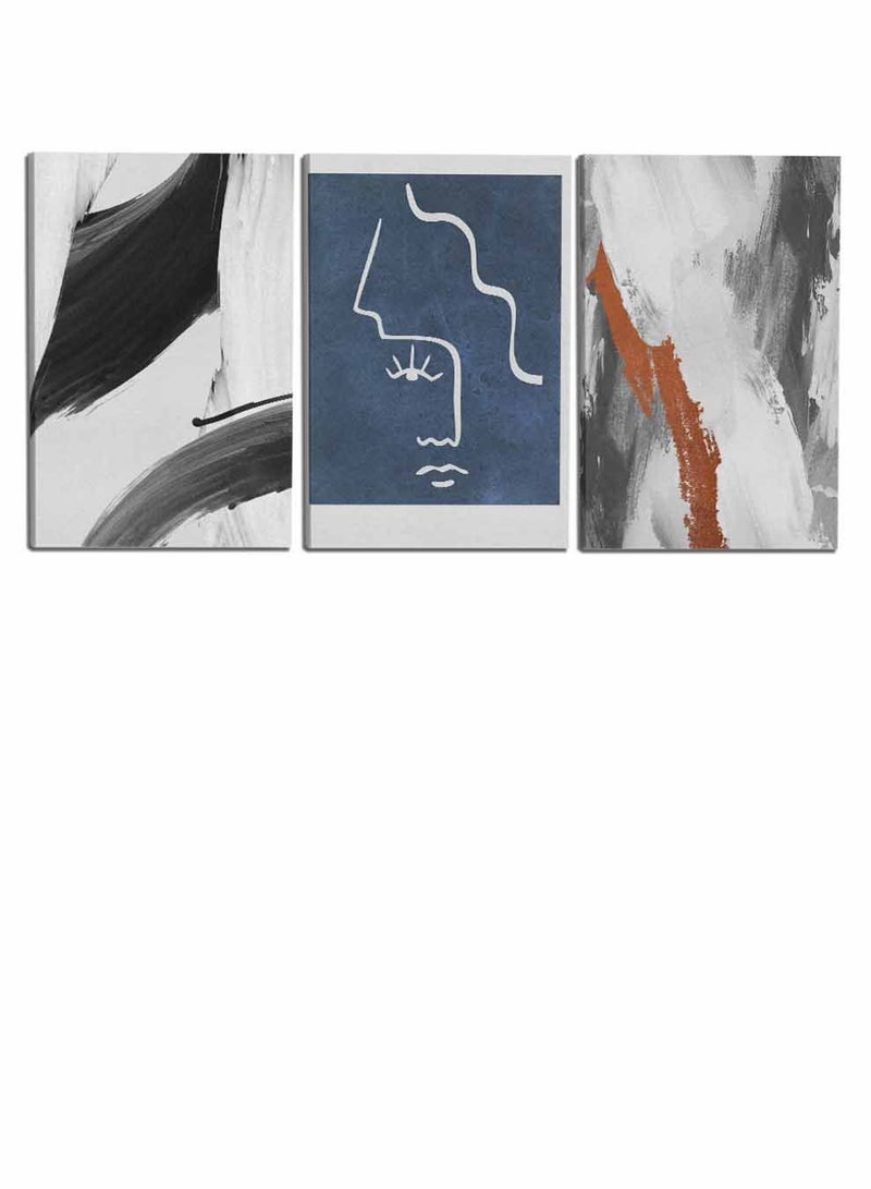 LOWHA Set Of 3 Framed Canvas Wall Arts Stretched Over Wooden Frame, Abstract Murals Paintings, For Home, Living Room, Office Decor - Image 4