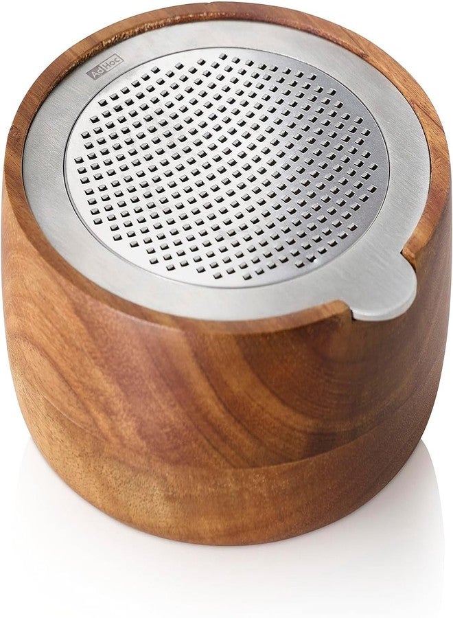 AdHoc GG30 Fine Grater CutnServe with Collection Container, Stainless Steel, Acacia Wood - Image 1