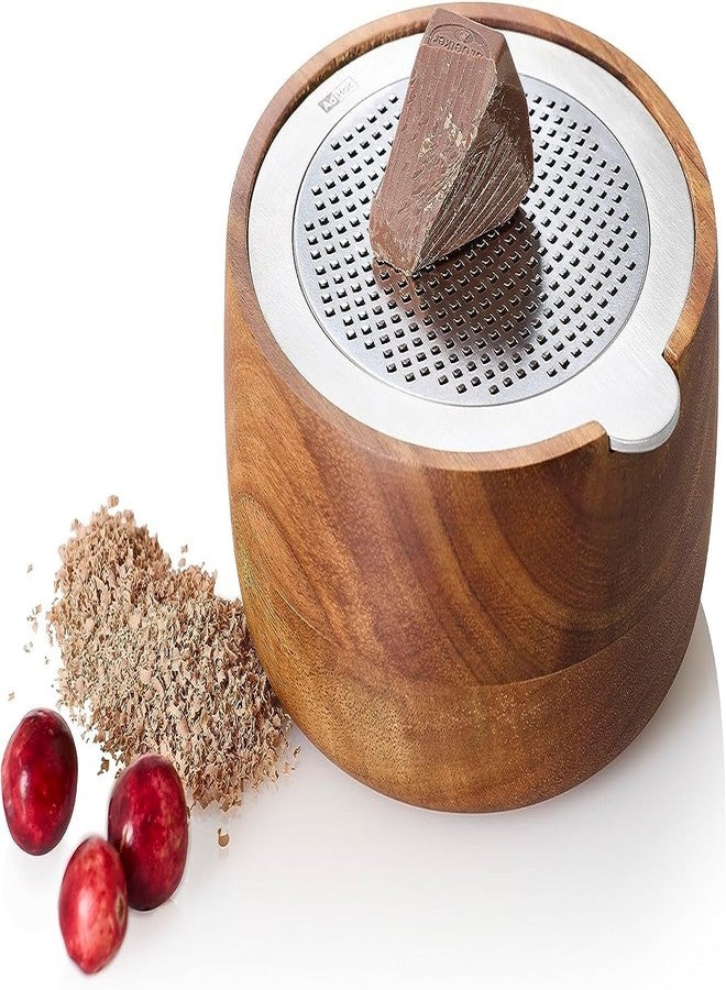 AdHoc GG30 Fine Grater CutnServe with Collection Container, Stainless Steel, Acacia Wood - Image 3