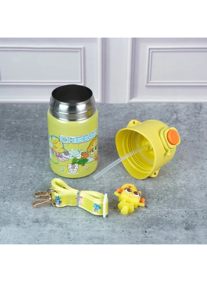 LITTLE SURPRISE BOX Yellow 3D Cheese Toy Lid Kids Stainless Steel Water Bottle,500ml - Image 3