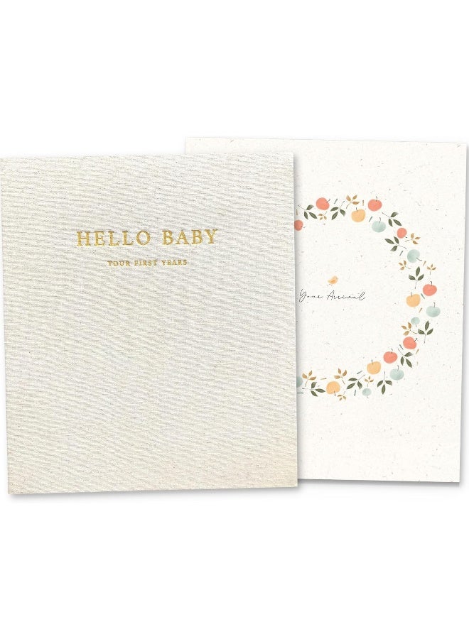 Peachly Unisex Baby Memory Book | Baby Book First Year Baby Book Keepsake for Milestones | Simple Cute Baby Scrapbook | Baby Books for Boy or Girl | Natural Linen - Clementine - Image 1