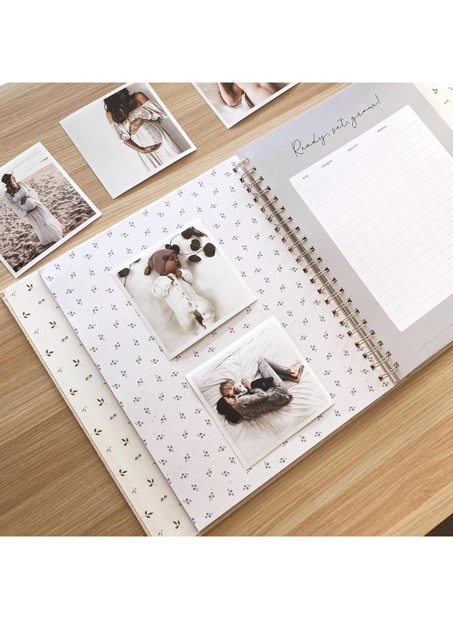 Peachly Unisex Baby Memory Book | Baby Book First Year Baby Book Keepsake for Milestones | Simple Cute Baby Scrapbook | Baby Books for Boy or Girl | Natural Linen - Clementine - Image 4