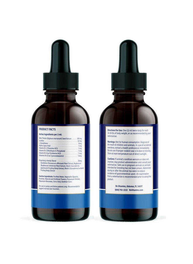 Rx Vitamins Rx Vitamins Liquid Hepato Support for Dogs & Cats - Liver Support Supplement with Milk Thistle for Dogs (Silymarin & Silybinin) and Vitamin B - Bacon Flavor (4oz)  - Image 2