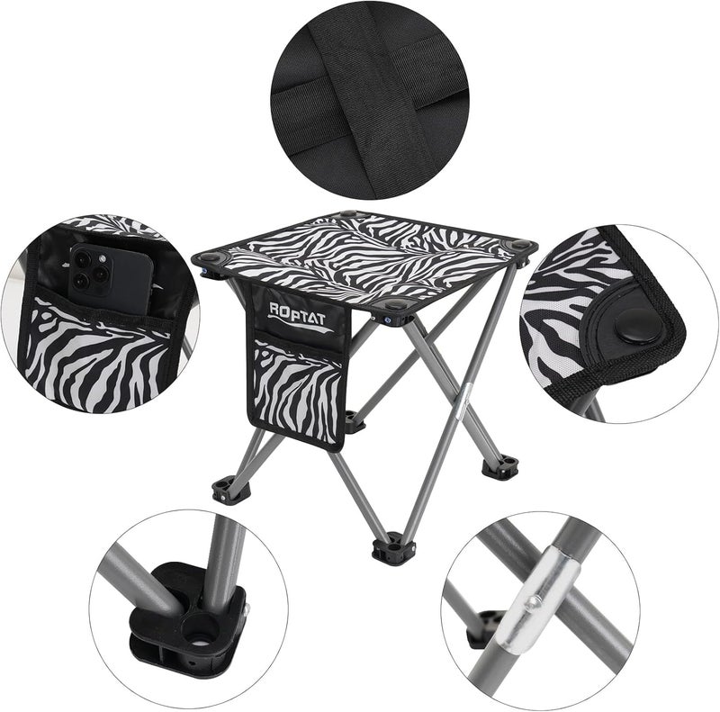 Roptat 2 Pack Camping Stool with Carry Bag (Zebra) - Image 3