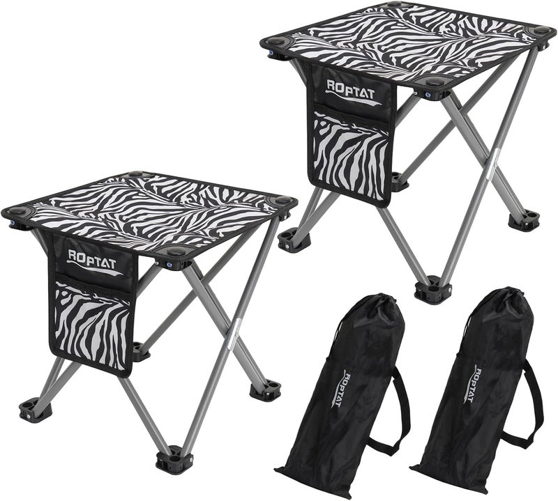 Roptat 2 Pack Camping Stool with Carry Bag (Zebra) - Image 1