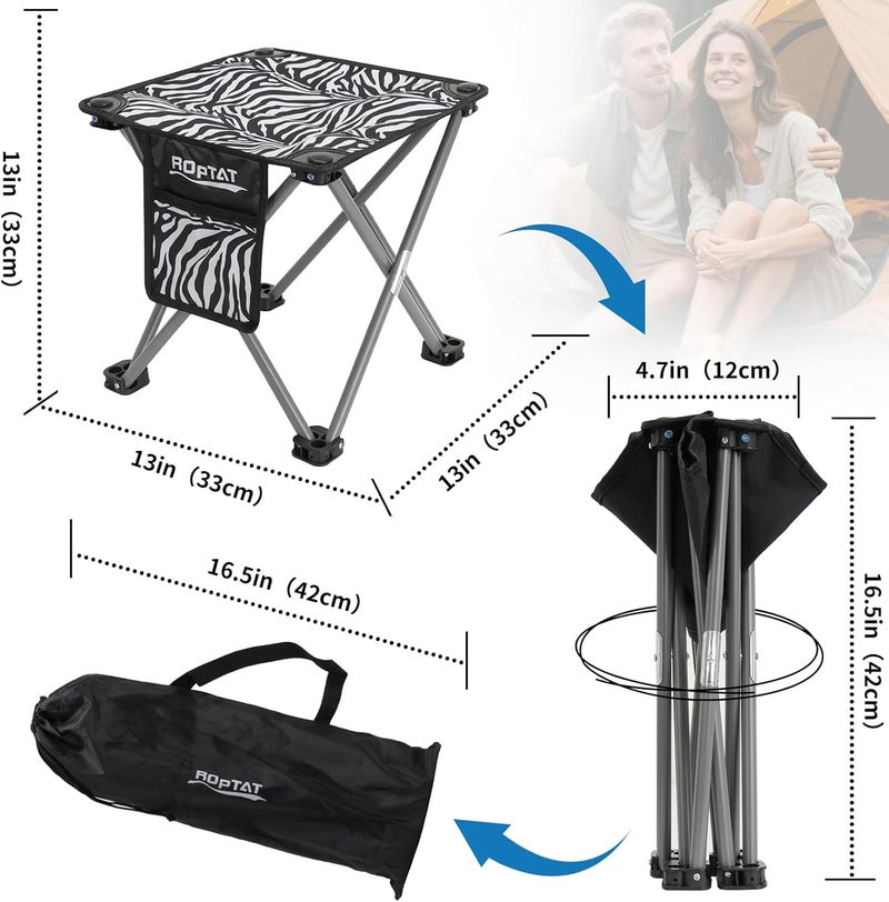 Roptat 2 Pack Camping Stool with Carry Bag (Zebra) - Image 2