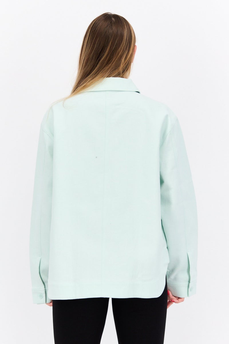 NAH/ Studio Women Relaxed Fit Plain Jacket Shirt, Light Green  - Image 2