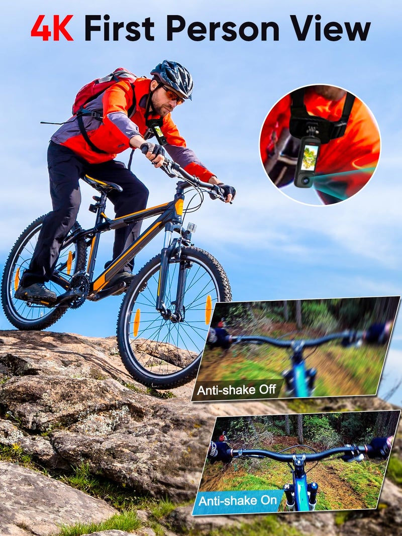 PANOX V2 360 Action Camera-128 GB Vlog Kit with Selfie Stick- 8K 10FPS HDR Video, 1/2"" 48MP Sensors, 72MP 360° Photo, 3"" Touchscreen, AI Editing, 4K Live Stream, Android 10 OS, Black - Image 5