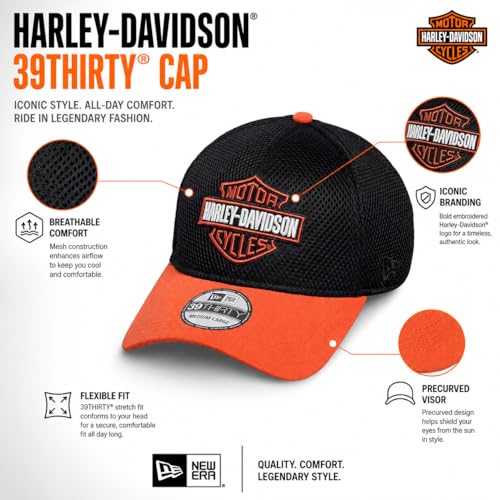 HARLEY DAVIDSON هارلي ديفيدسون قبعة شبكية ملونة بشعار متداخل 9944716VM US ألفا صغيرة سوداء - Image 3