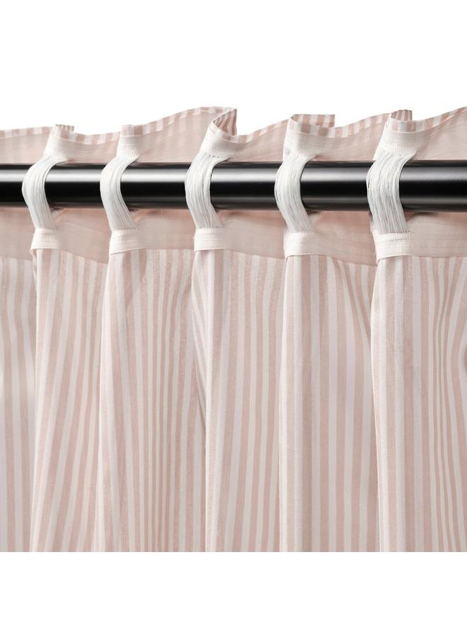 erorex Curtains, 1 pair, white/beige striped/with heading tape, 120x300 cm - Image 5