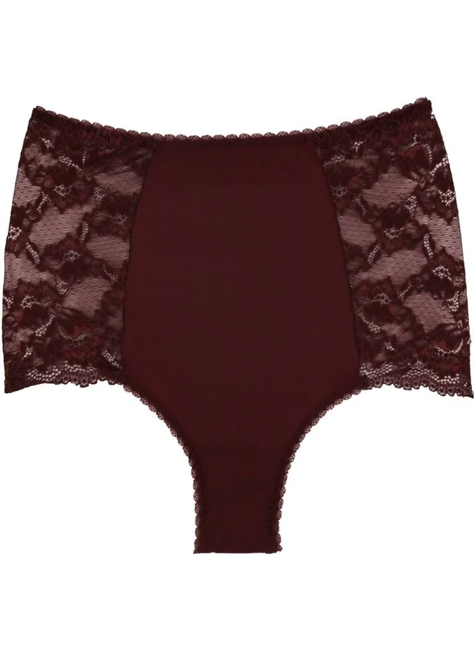 Magic Form 589 Jersey Fabric Lace Shorts Panties-Burgundy