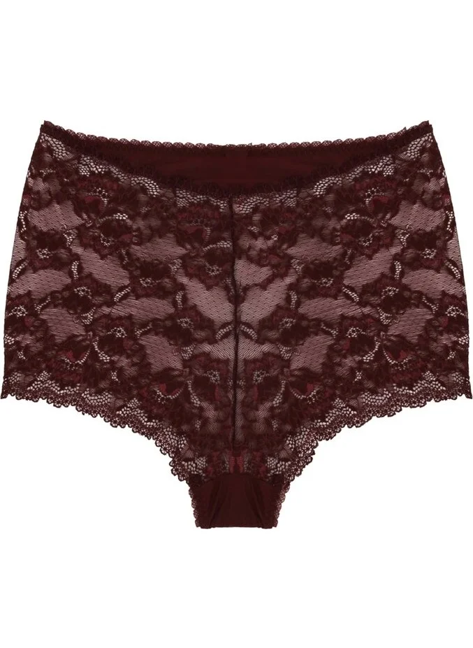 Magic Form 589 Jersey Fabric Lace Shorts Panties-Burgundy