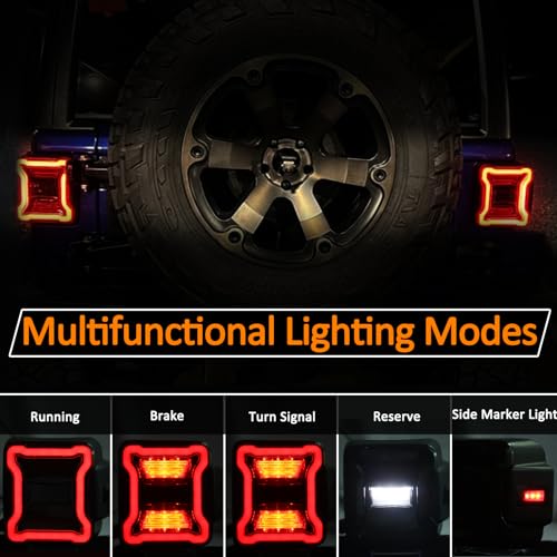 RoadandLord Wrangler JL Tail light, Wrangler JL Tail Light Compatible with Jeep Wrangler JL 2018-2024, Brake Light Reverse Light Turn Signal Lamp Daytime Running Lamps DRL Side Marker Light Assembly - Image 2
