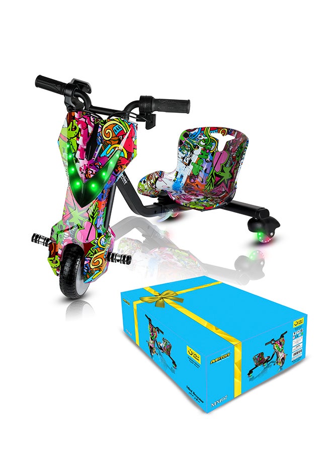MyToys | Mini 36V High-Power 360Â° Electric Stunt Drifting Scooter For Kids & Adults - Adjustable Body With Bluetooth & Protective Gear, 3 Speed Modes, 250W Brushless Motor, 8-15 Km/H With 80 Kg Load, Noon Exclusive Series - Multicolor Grafitti | Age 6+ - Image 2