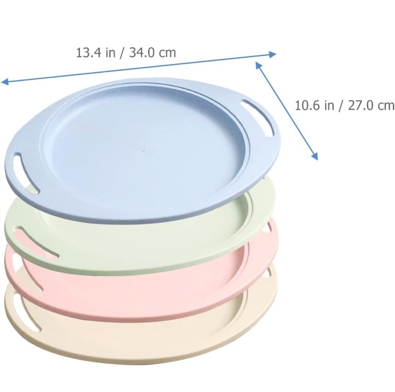 Oicia Wheat Straw Dinner Plates Lightweight Plates for Kitchen Serving Tray Eating Trays Reusable Serving Platters Tray Fajita Plate Sizzler Pan Snack Serving Tray 34cm Random Color Set of 3 - Image 2
