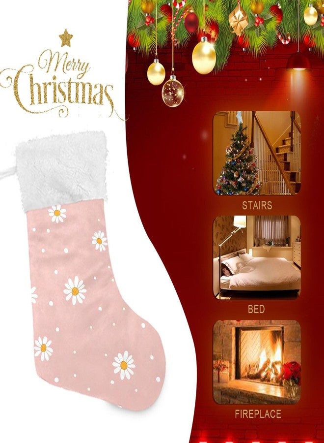 YETTASBIN Daisy Flower Christmas Stocking 1 Pack, Large Xmas Tree Fireplace Hanging Stockings with Plush Fur Cuff for Family Holiday Party Decor Xmas Gifts, 18 Inch - Image 4