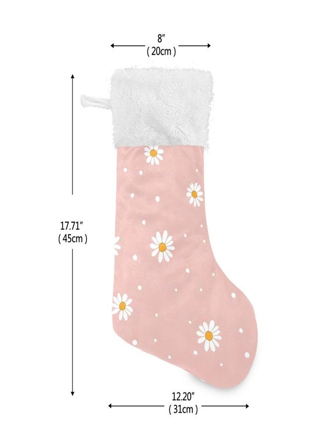 YETTASBIN Daisy Flower Christmas Stocking 1 Pack, Large Xmas Tree Fireplace Hanging Stockings with Plush Fur Cuff for Family Holiday Party Decor Xmas Gifts, 18 Inch - Image 2