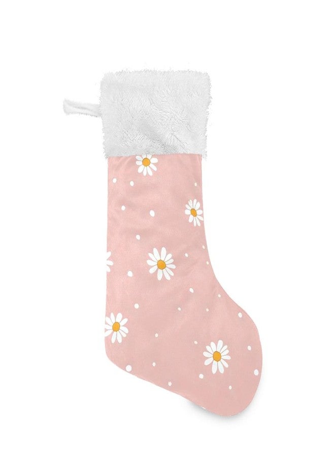 YETTASBIN Daisy Flower Christmas Stocking 1 Pack, Large Xmas Tree Fireplace Hanging Stockings with Plush Fur Cuff for Family Holiday Party Decor Xmas Gifts, 18 Inch - Image 1