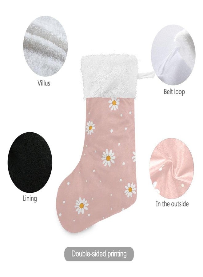 YETTASBIN Daisy Flower Christmas Stocking 1 Pack, Large Xmas Tree Fireplace Hanging Stockings with Plush Fur Cuff for Family Holiday Party Decor Xmas Gifts, 18 Inch - Image 3