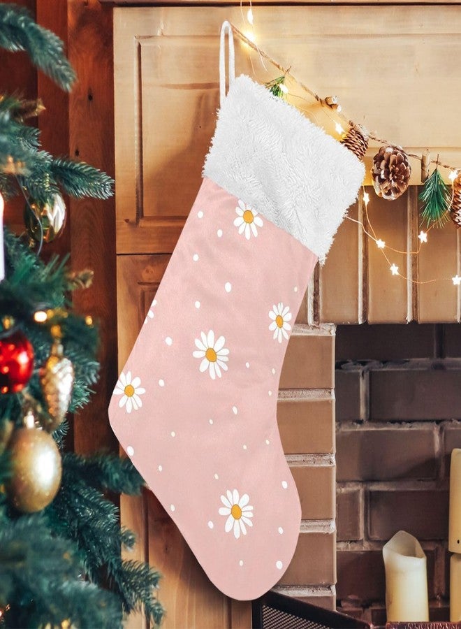 YETTASBIN Daisy Flower Christmas Stocking 1 Pack, Large Xmas Tree Fireplace Hanging Stockings with Plush Fur Cuff for Family Holiday Party Decor Xmas Gifts, 18 Inch - Image 5
