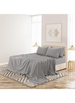 Lux Decor Collection King Bed Sheets Set King Sheets Brushed Microfiber 1800 Thread Count Bedding Wrinkle Stain Fade Resistant Deep Pocket King Size Sheets Set 6 Pc King Plain Grey  - Image 2