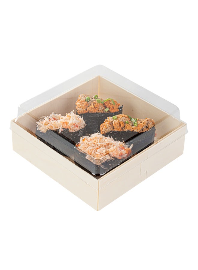 Restaurantware LIDS ONLY: Taipei 5.3 x 5.3 x 1.3 Inch Square Transparent Lids, 100 Plastic Lids For 17 Ounce Square Wooden Containers - Containers Sold Separately, Clear Plastic To Go Box Lids - Image 2