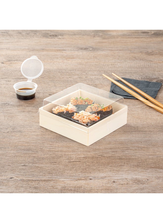 Restaurantware LIDS ONLY: Taipei 5.3 x 5.3 x 1.3 Inch Square Transparent Lids, 100 Plastic Lids For 17 Ounce Square Wooden Containers - Containers Sold Separately, Clear Plastic To Go Box Lids - Image 4