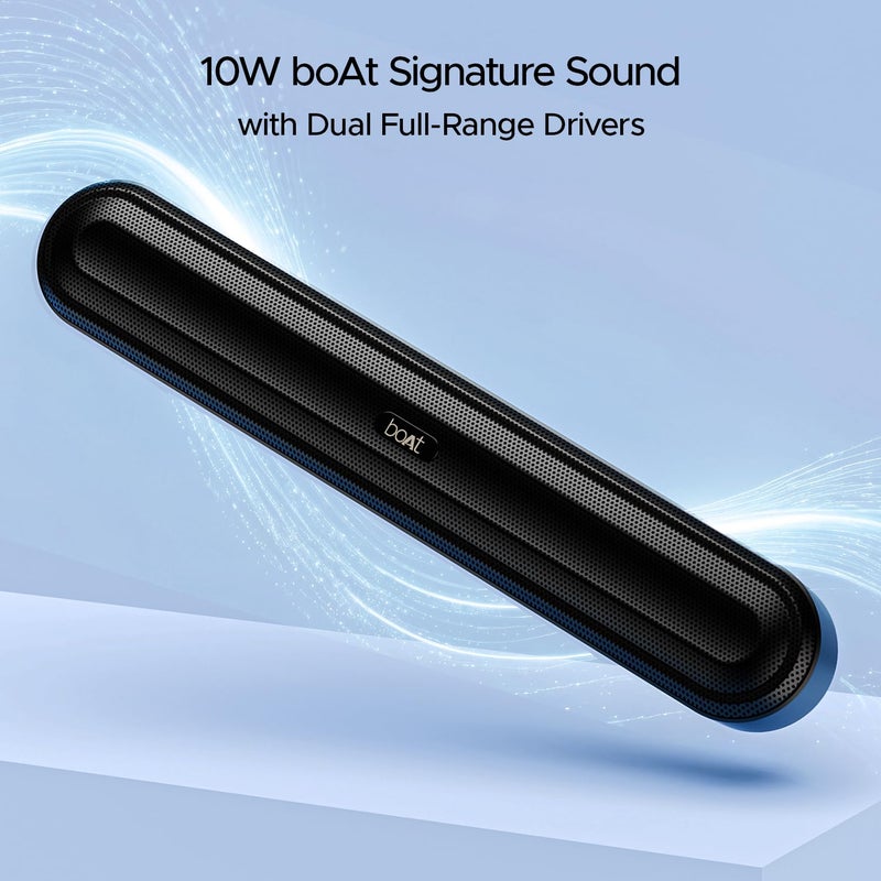 boAt Aavante Bar 490 10W Signature Sound, Dual Full-Range Drivers,7 HRS Battery, Built-in Mic,2.0 CH, Free Music Streaming on JioSaavn, Bluetooth Sound Bar, Soundbar Speaker (Classic Black) - Image 4