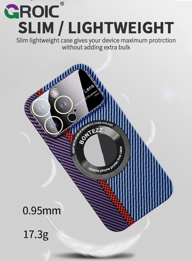 GROIC Phone Case for iPhone 15 Pro, Compatible Magnetic MagSafe, with Camera Protector,Carbon Fibre Cover,Shockproof Soft PC Shell Pro 6.1 Inch - Image 3