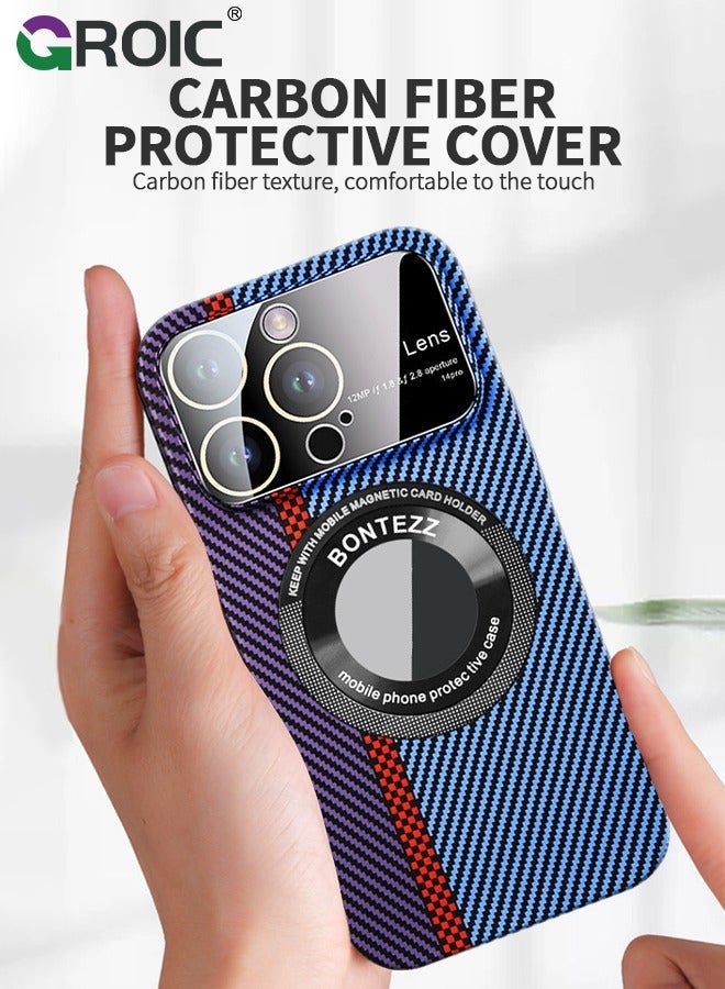 GROIC Phone Case for iPhone 15 Pro, Compatible Magnetic MagSafe, with Camera Protector,Carbon Fibre Cover,Shockproof Soft PC Shell Pro 6.1 Inch - Image 2