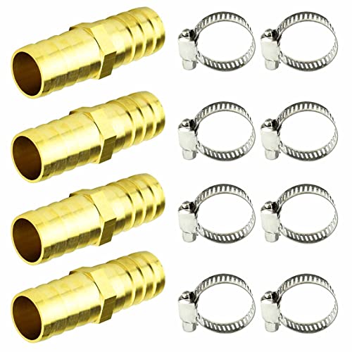 humyeam 4 Pack Garden Hose Connector Repair Mender Kit with Stainless Clamp, Fits 3/4" - 5/8" Water Hose Repair Fitting - Image 1