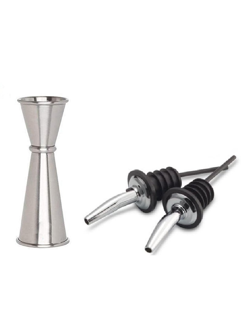 Dynore Dynore Stainless Steel Japanese Peg Measure 30 60 ml with 2 Wine Pourer  - Image 1