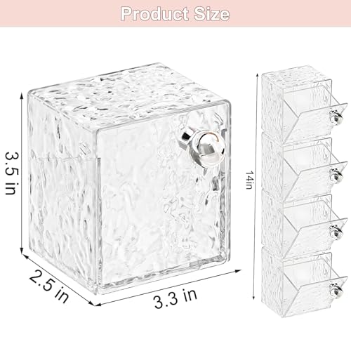IWNTWY Qtip Holder Dispenser, Wall Mounted Plastic Cotton Pad Holder, Cotton Ball, Swabs, Floss, Makeup Organizers Containers for Vanity Bathroom (Clear, 4 Pcs) - Image 2