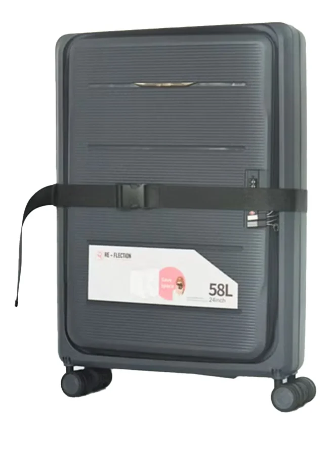Reflection REFLECTION Collapsible 24 Inch Trolley Luggage Bag, Polypropylene Plastic Body, Portable Design, Ergonomically Designed Soft Handles, 2 Level Adjustable Handle, Black