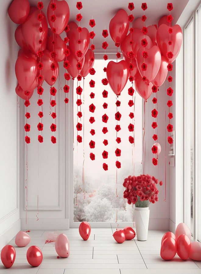 Glitinsel 50 Set Artificial Rose Hanging Flower Decorations DIY Floating Flower Garland Hanging Flowers from Ceiling Dangling Rose Strings for Wedding Baby Shower Birthday Floral Party Decor (Red) - Image 5