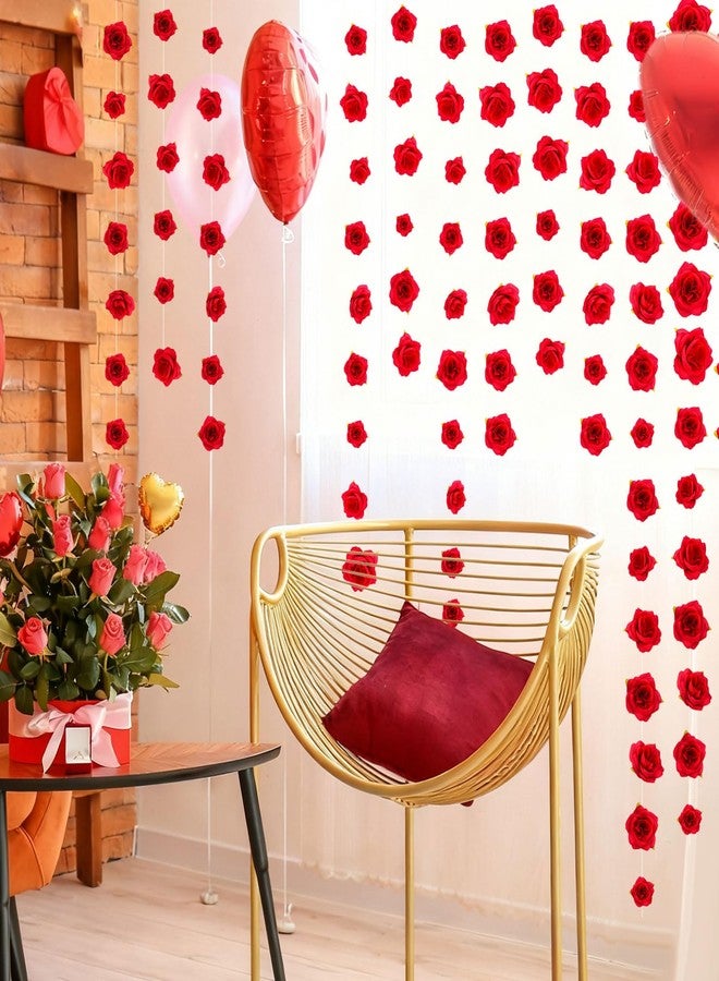 Glitinsel 50 Set Artificial Rose Hanging Flower Decorations DIY Floating Flower Garland Hanging Flowers from Ceiling Dangling Rose Strings for Wedding Baby Shower Birthday Floral Party Decor (Red) - Image 3