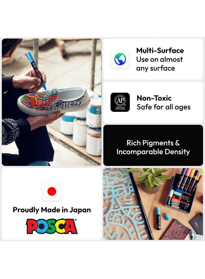 POSCA Mitsubishi Pencil Pc8K8C Broad Point, 8 Colors - Image 2