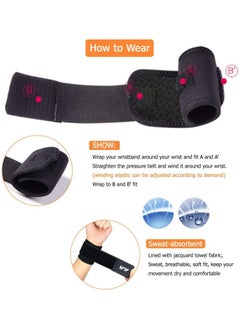 BUPY 2 Pack Wrist Brace Adjustable Wrist Support, Wrist Straps for Fitness Weightlifting, Tendonitis, Carpal Tunnel Arthritis, Highly Elastic Wrist Wraps for Relief Wrist Pain(Black)  - Image 3