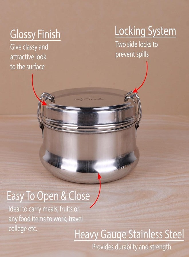 inKitch Premium Stainless Steel Lunch Box for Office, Kids & Travel | Airtight, Leakproof Meal Pack with Separator Plate & Locking Clip | Durable Portable Food Container (1, 500Ml) - Image 4